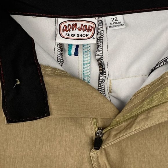 Ron Jon surf shop boys men’s shorts Size 22 lightweight tan beige - Picture 2 of 4